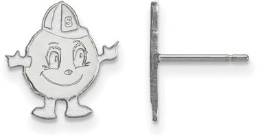 Image of 10K White Gold Syracuse University Small Post Earrings by LogoArt (1W029SYU)