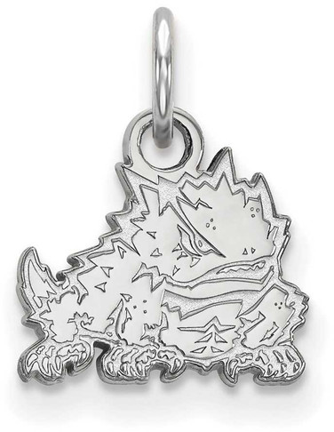 Image of 10K White Gold Texas Christian University X-Small Pendant by LogoArt (1W016TCU)