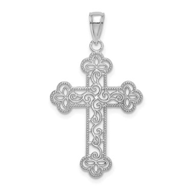 Image of 10k White Gold Textured & Beaded Edge Pendant