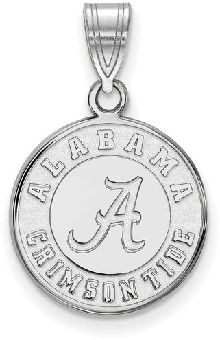 Image of 10K White Gold University of Alabama Medium Disc Pendant by LogoArt (1W086UAL)