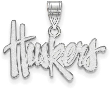 Image of 10K White Gold University of Nebraska Medium Pendant by LogoArt (1W003UNE)