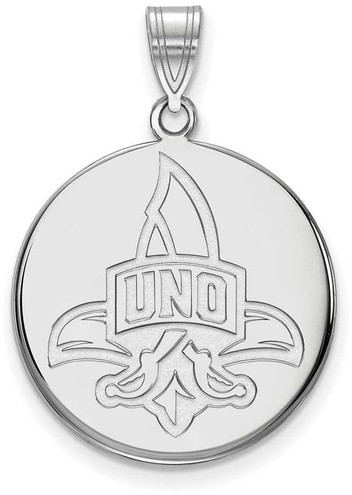 Image of 10K White Gold University of New Orleans Large Disc Pendant by LogoArt 1W018UNO