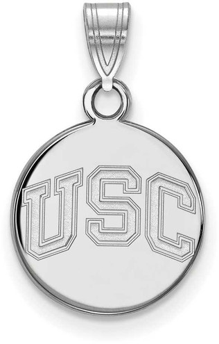 Image of 10K White Gold University of Southern California Small Disc Pendant by LogoArt Image of 10K White Gold University of Southern California Small Disc Pendant by LogoArt