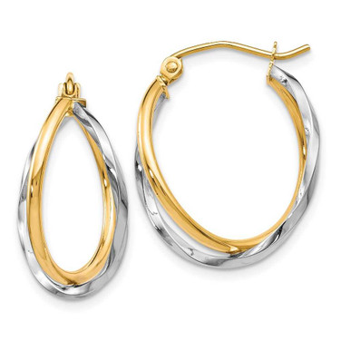 Image of 20mm 10k Yellow & White Gold Hinged Hoop Earrings