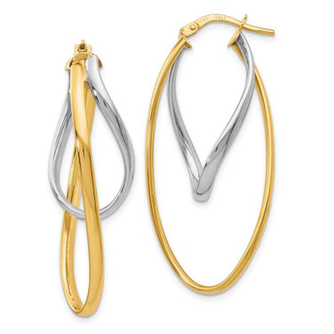 Image of 17mm 10k Yellow & White Gold Polished Designer Hoop Earrings