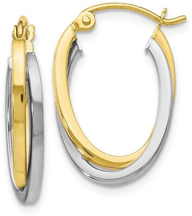 Image of 20mm 10k Yellow & White Gold Polished Hinged Hoop Earrings 10LE137