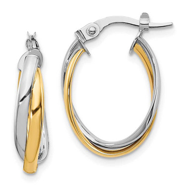 Image of 20mm 10k Yellow & White Gold Polished Hoop Earrings 10LE493