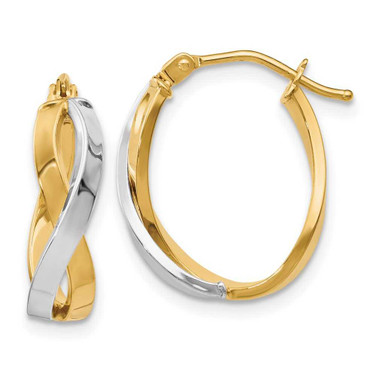 Image of 19mm 10k Yellow & White Gold Polished Twisted Hoop Earrings 10LE419