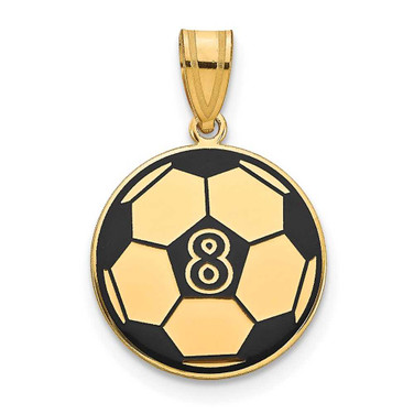Image of 10K Yellow Gold & Black Enamel Personalized Soccer Ball Pendant