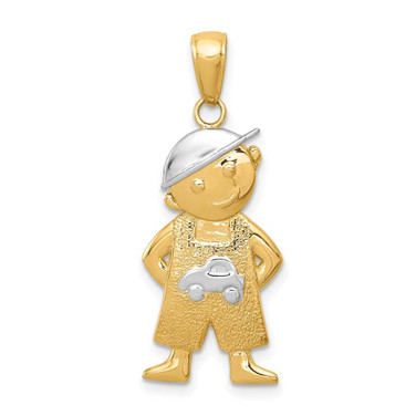 Image of 10K Yellow Gold & Rhodium Boy w/Hands in Pockets Pendant