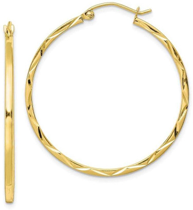 Image of 35mm 10k Yellow Gold 1.5x35mm Shiny-Cut Hoop Earrings