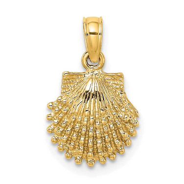 Image of 10K Yellow Gold 2-D Beaded Scallop Shell Pendant 10K7656