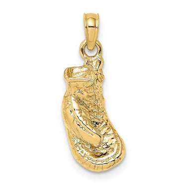 Image of 10K Yellow Gold 2-D Polished / Textured Single Boxing Glove Pendant