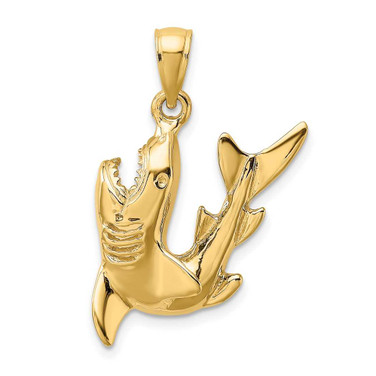 Image of 10K Yellow Gold 2-D Polished Shark Pendant