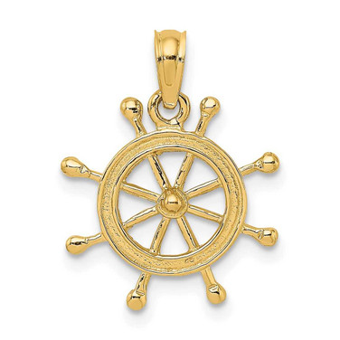 Image of 10K Yellow Gold 2-D Ship Wheel Pendant