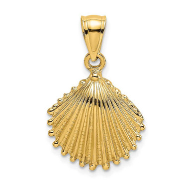 Image of 10k Yellow Gold 2-D Textured Scallop Shell Pendant