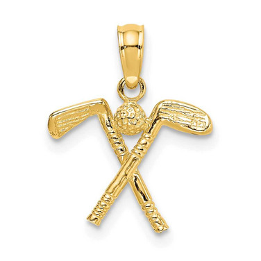 Image of 10K Yellow Gold 3-D Golf Clubs with Ball Pendant