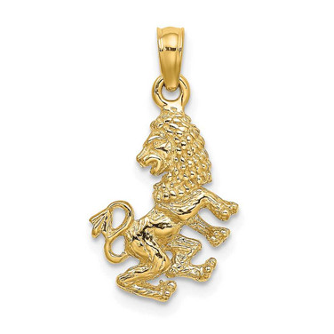Image of 10k Yellow Gold 3-D Leo Zodiac Pendant