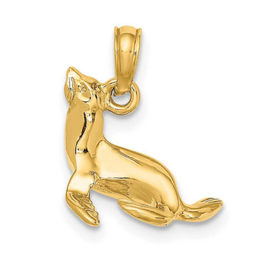 Image of 10K Yellow Gold 3-D Polished Seal Pendant