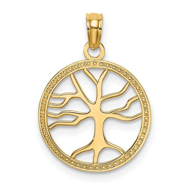 Image of 10k Yellow Gold 3-D SMALL TREE of LIFE IN ROUND FRAME Pendant Image of 10k Yellow Gold 3-D SMALL TREE of LIFE IN ROUND FRAME Pendant