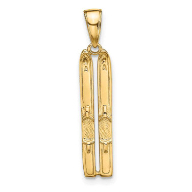 Image of 10K Yellow Gold 3-D Snow Skis Pendant