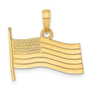 Image of 10K Yellow Gold American Flag Pendant