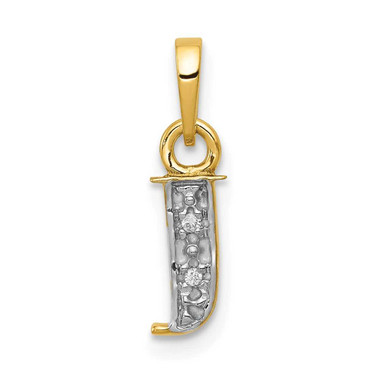 Image of 10K Yellow Gold and Rhodium Diamond Initial J Pendant