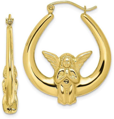 Image of 19mm 10k Yellow Gold Angel Hoop Earrings 10ER140
