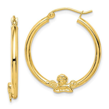 Image of 20mm 10k Yellow Gold Angel Hoop Earrings 10ER151