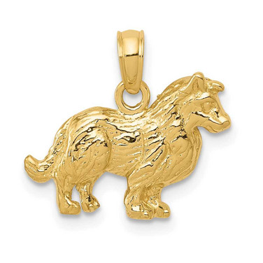 Image of 10K Yellow Gold Collie Dog Pendant