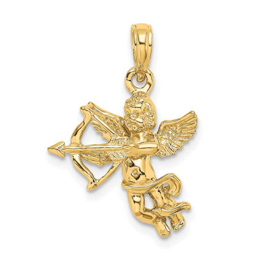 Image of 10K Yellow Gold Cupid w/Bow and Arrow Pendant