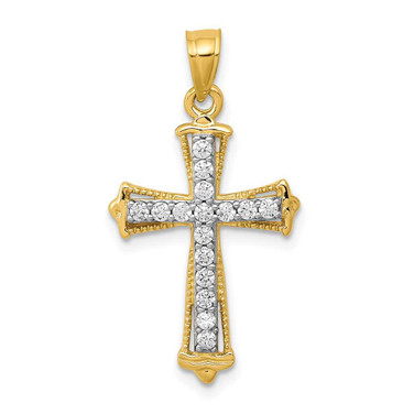 Image of 10k Yellow Gold CZ Cross Pendant 10C1141