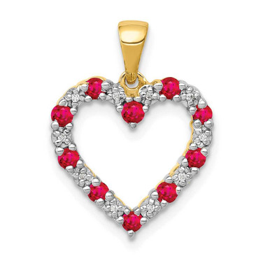 Image of 10k Yellow Gold Diamond and .35ctw Ruby Heart Pendant