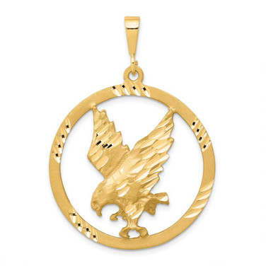 Image of 10K Yellow Gold Eagle In Circle Pendant