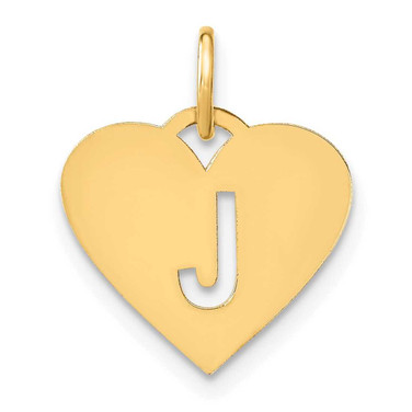 Image of 10K Yellow Gold Heart Letter J Initial Charm