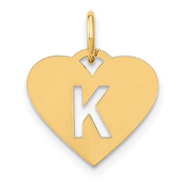 Image of 10K Yellow Gold Heart Letter K Initial Charm