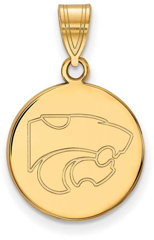 Image of 10K Yellow Gold Kansas State University Medium Disc Pendant by LogoArt