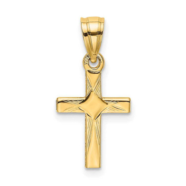 Image of 10K Yellow Gold Kite Shape Center Mini Cross Pendant