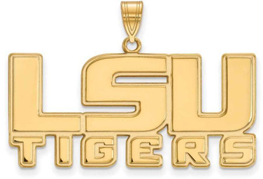 Image of 10K Yellow Gold Louisiana State University Large Pendant by LogoArt (1Y044LSU)