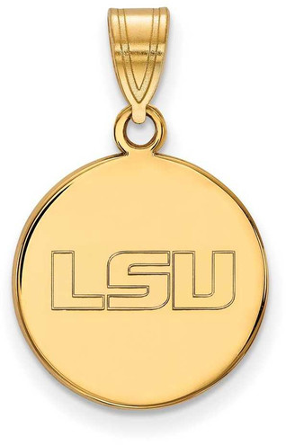 Image of 10K Yellow Gold Louisiana State University Medium Disc Pendant by LogoArt
