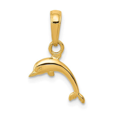 Image of 10K Yellow Gold Mini Dolphin Pendant