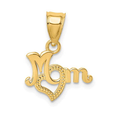 Image of 10k Yellow Gold Mom with Heart Pendant