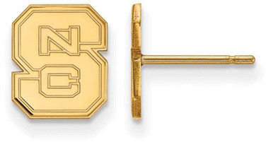 Image of 10K Yellow Gold North Carolina State University XSmall Earrings LogoArt 1Y008NCS