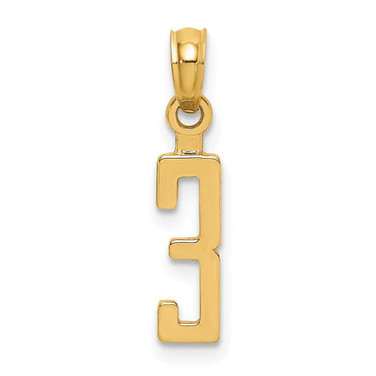 Image of 10k Yellow Gold Number 3 Block Pendant