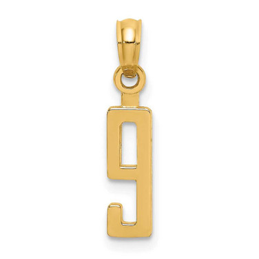 Image of 10k Yellow Gold Number 9 Block Pendant