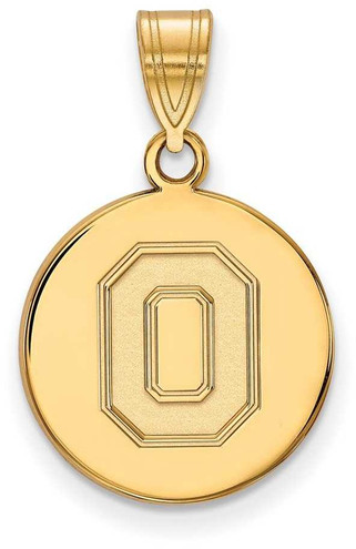 Image of 10K Yellow Gold Ohio State University Medium Disc Pendant by LogoArt (1Y062OSU)