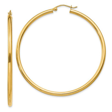 Image of 50mm 10k Yellow Gold Polished 2.5mm Tube Hoop Earrings 10T928