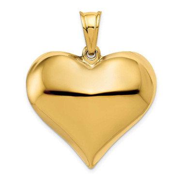 Image of 10K Yellow Gold Polished 3-D Heart Pendant 10C2914
