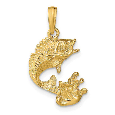 Image of 10K Yellow Gold Polished Bass Fish Pendant