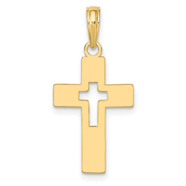Image of 10K Yellow Gold Polished Cut-Out Cross Pendant